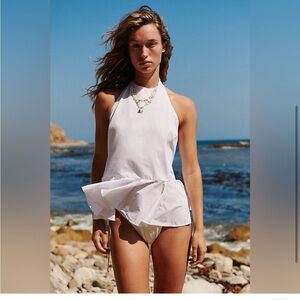 Free People Printemps Moment Halter  White Top Size Small New boho beach